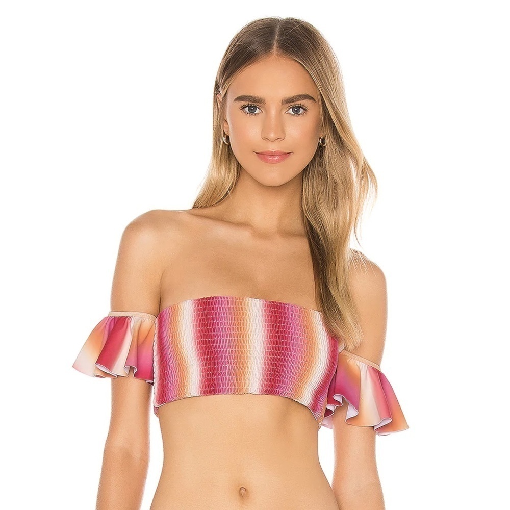 NWT Tularosa Emily Smocked Off Shoulder Ombre Bikini Top Sz. XL